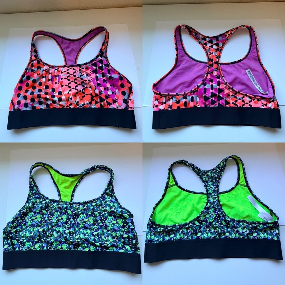 Victoria Sport Geo Print Racerback Sports Bra Bundle of (2). - Size Large